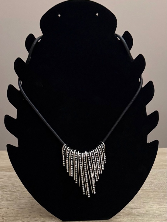 Jewelry - Silver Rhinestone Fringe Statement Necklace
